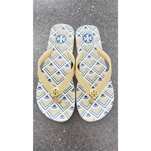 Tory Burch  Flat Flip Flop Yellow sandals size 7 - Picture 1 of 12